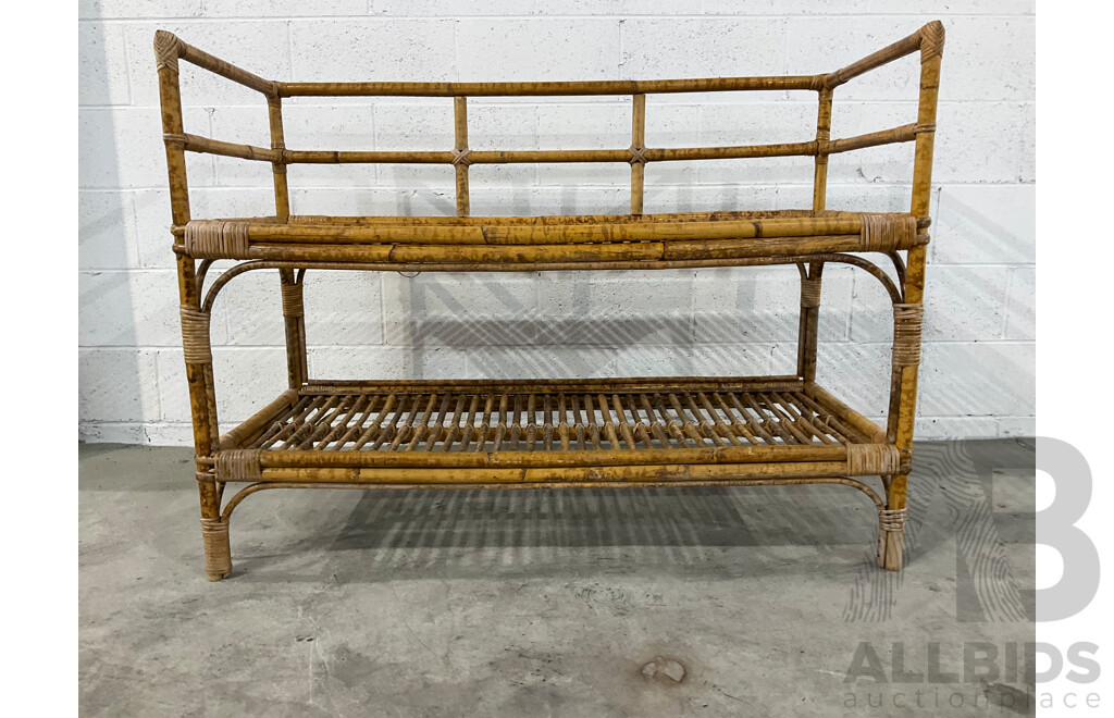 Vintage Rattan Cane and Bamboo Shelf