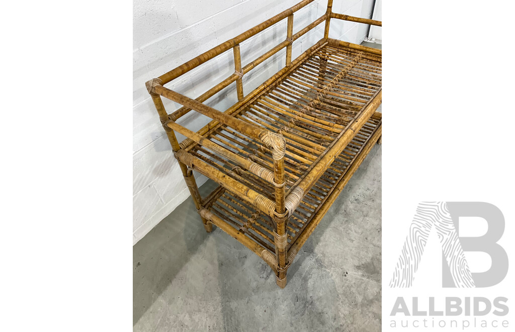 Vintage Rattan Cane and Bamboo Shelf