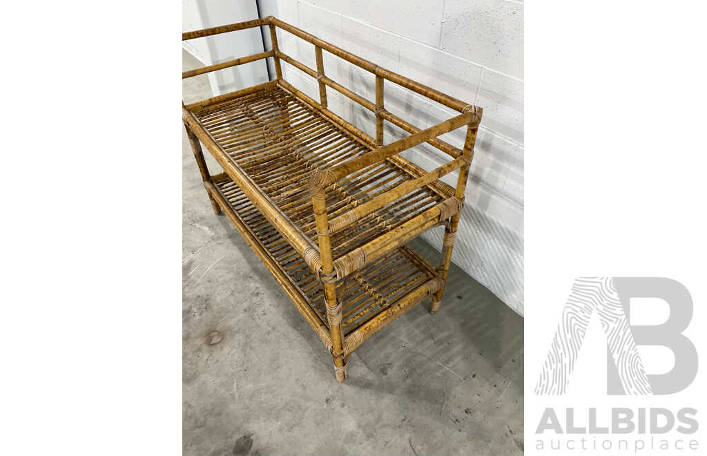 Vintage Rattan Cane and Bamboo Shelf