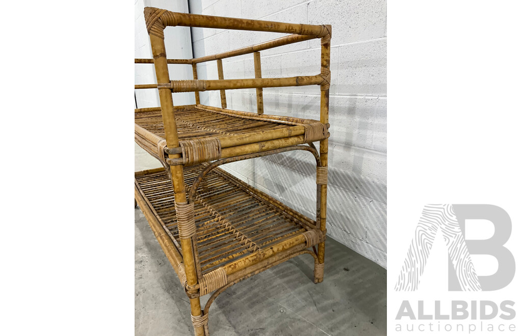 Vintage Rattan Cane and Bamboo Shelf