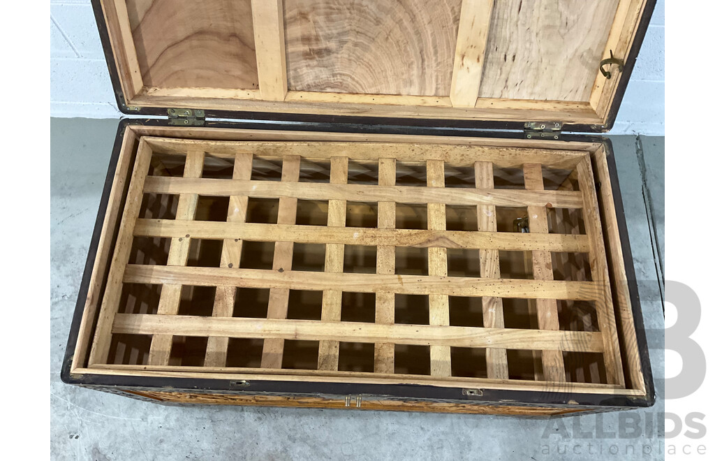 Heavily Carved Two Tone Camphor Chest with Sailing Junks