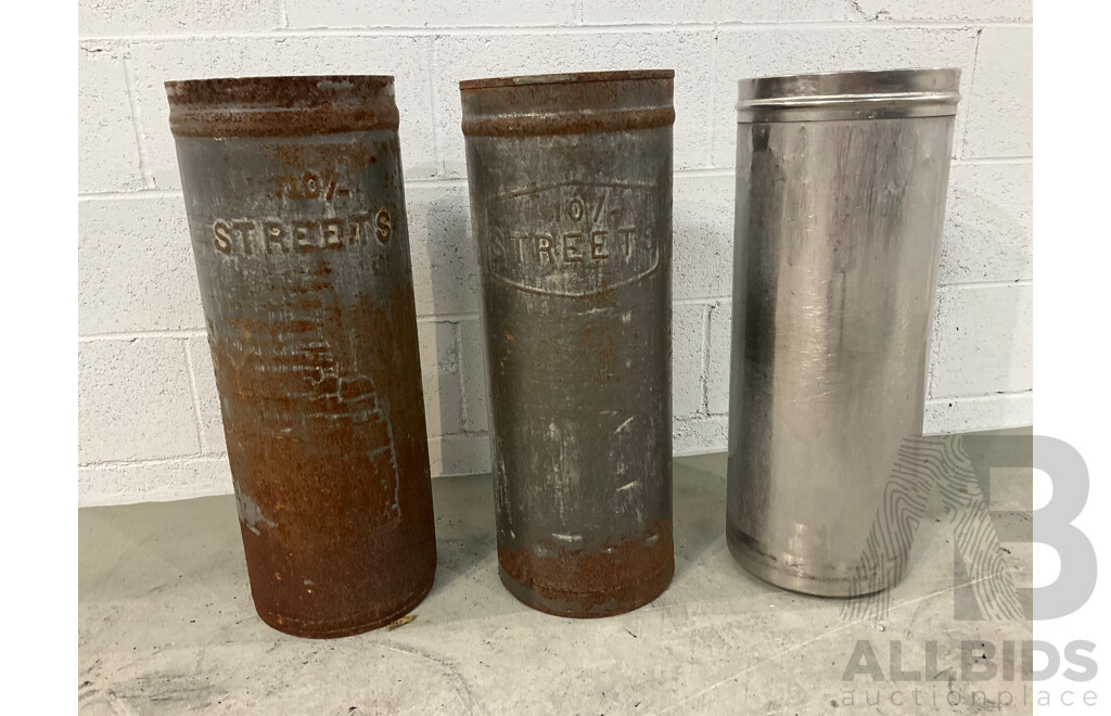 Mid 20th Century 'Streets' Ice Cream Tins and Stainless Steel Example