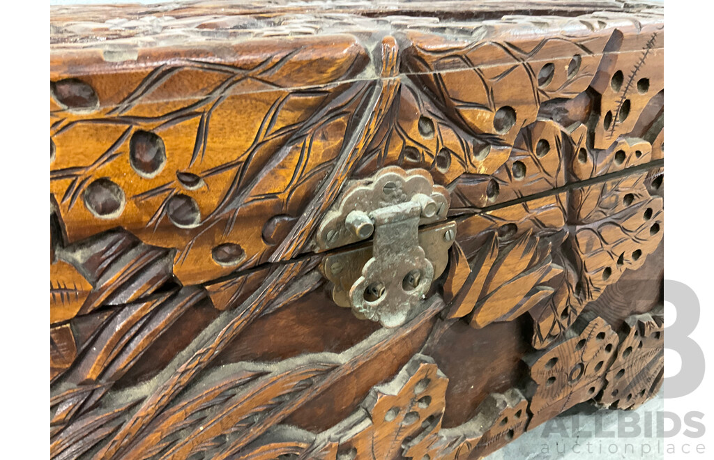 Chinese Heavily Carved Camphor Chest