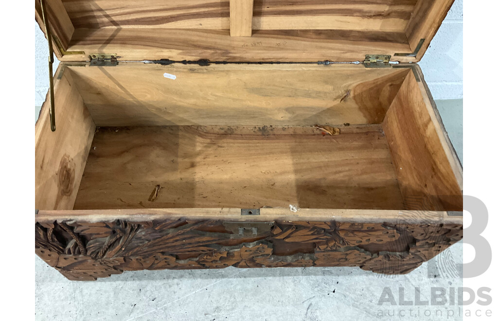 Chinese Heavily Carved Camphor Chest
