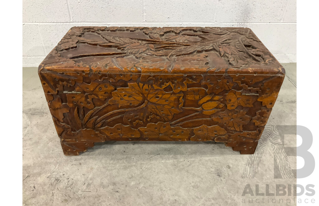 Chinese Heavily Carved Camphor Chest