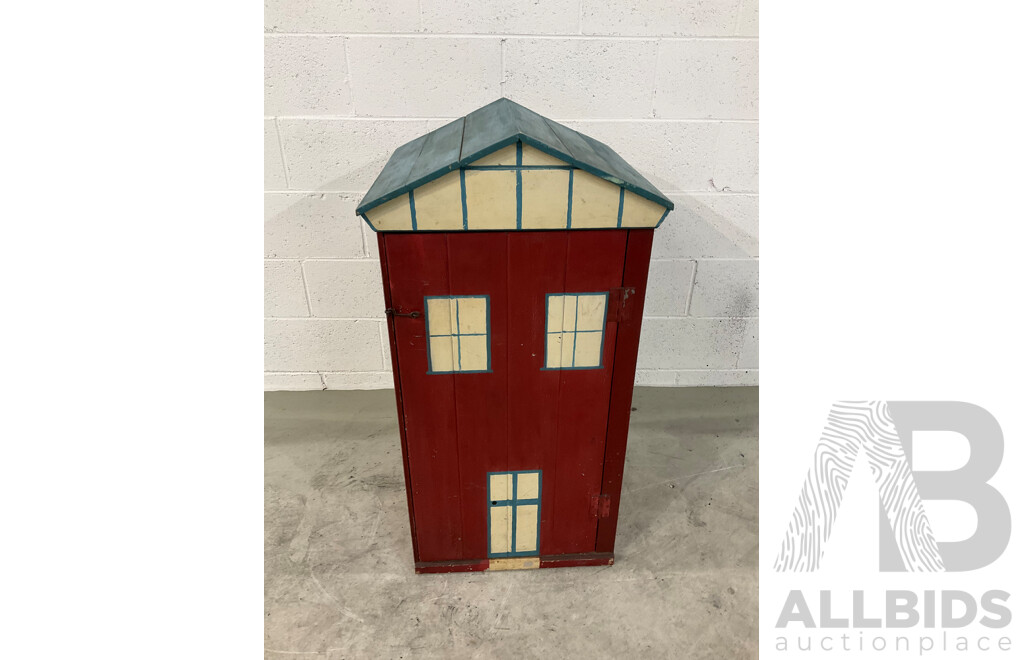Hand Painted Children's House Form Toy Storage Cupboard