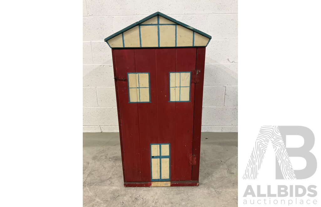 Hand Painted Children's House Form Toy Storage Cupboard