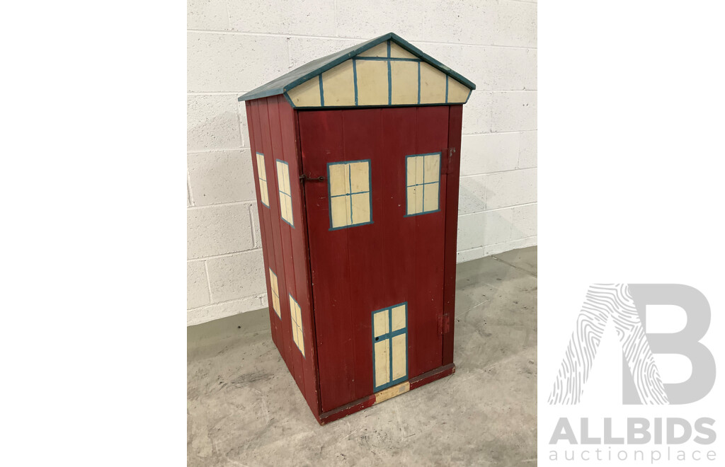 Hand Painted Children's House Form Toy Storage Cupboard
