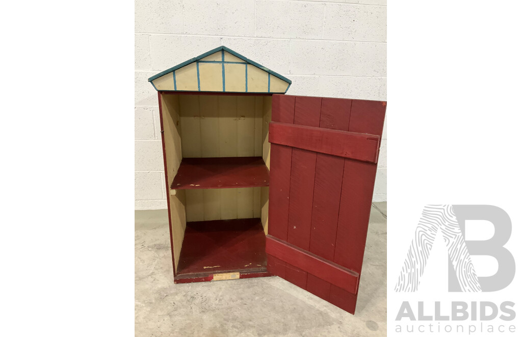 Hand Painted Children's House Form Toy Storage Cupboard