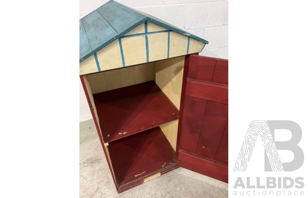 Hand Painted Children's House Form Toy Storage Cupboard