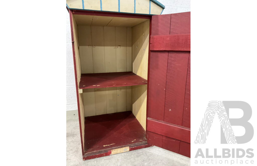 Hand Painted Children's House Form Toy Storage Cupboard