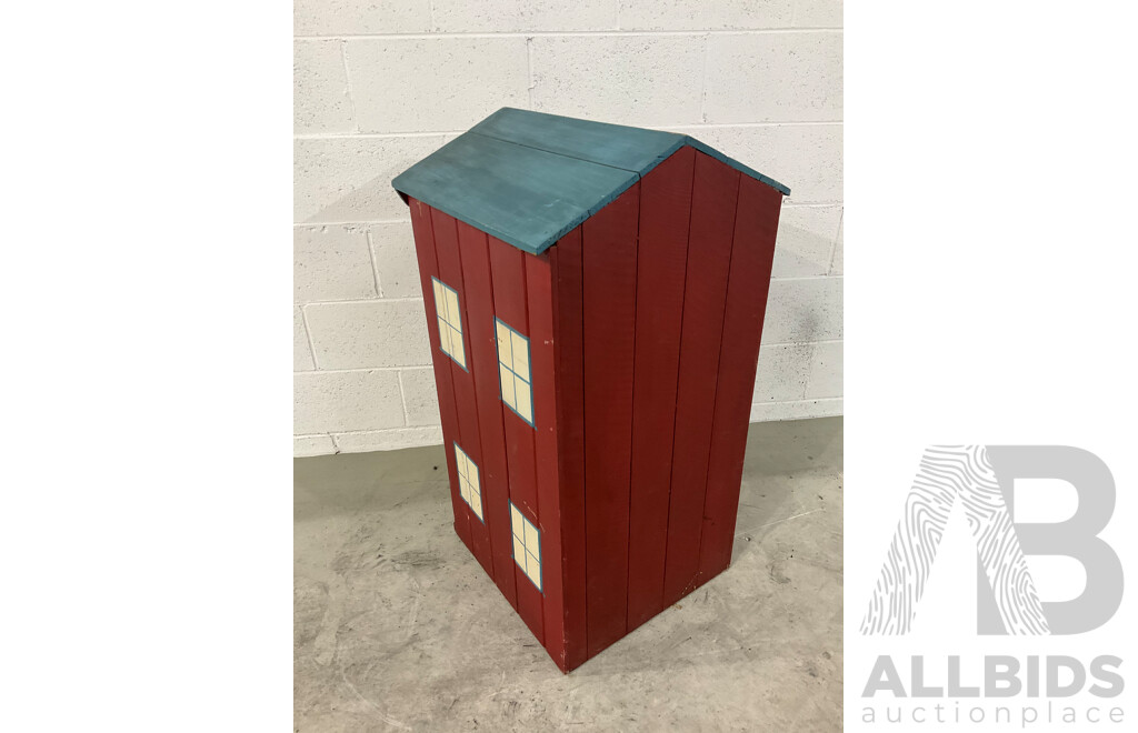 Hand Painted Children's House Form Toy Storage Cupboard