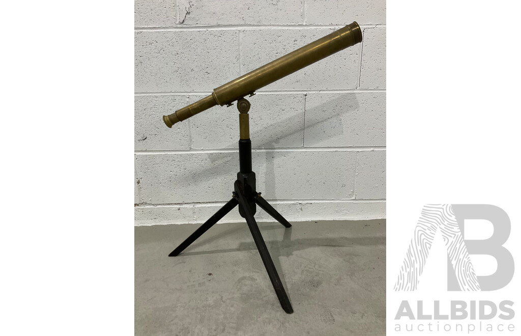 Antique Angus & Coote Brass Telescope and Original Timber Case