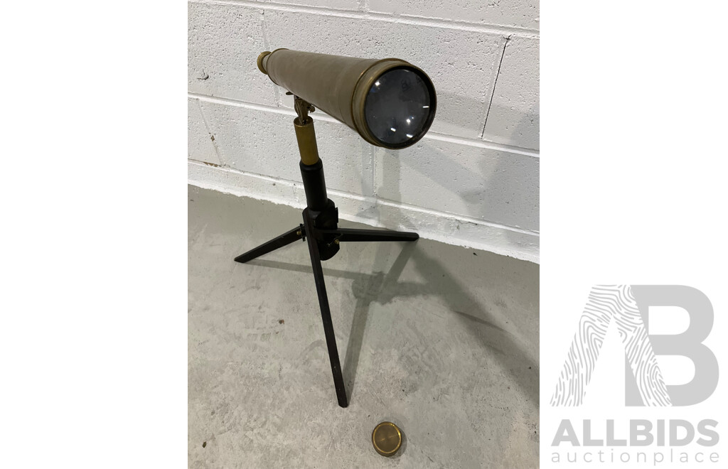 Antique Angus & Coote Brass Telescope and Original Timber Case