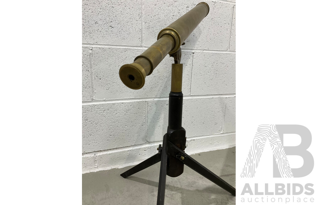 Antique Angus & Coote Brass Telescope and Original Timber Case