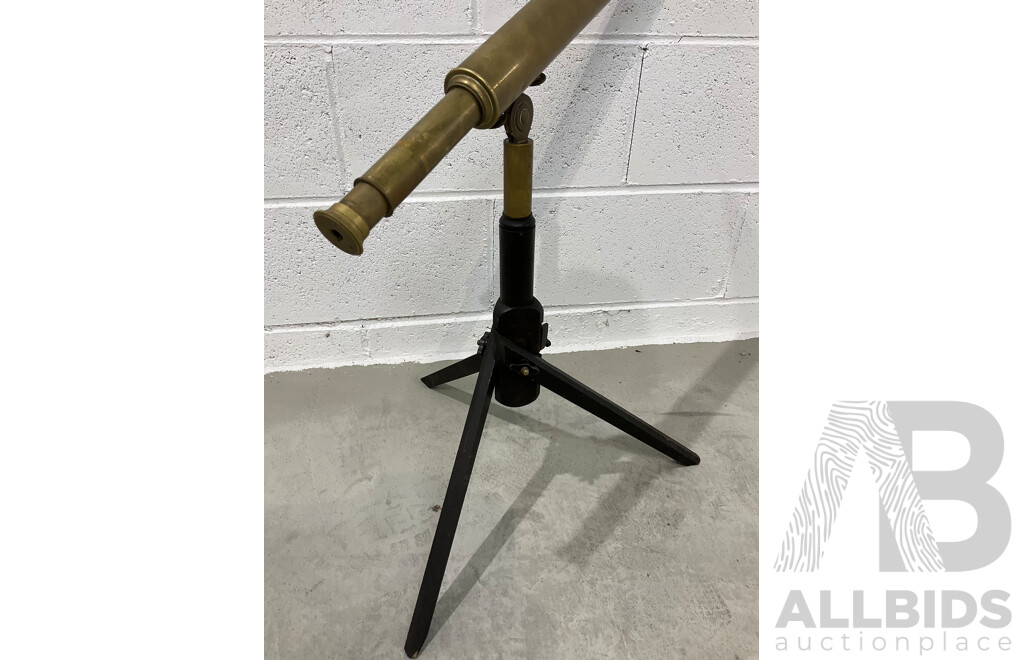 Antique Angus & Coote Brass Telescope and Original Timber Case