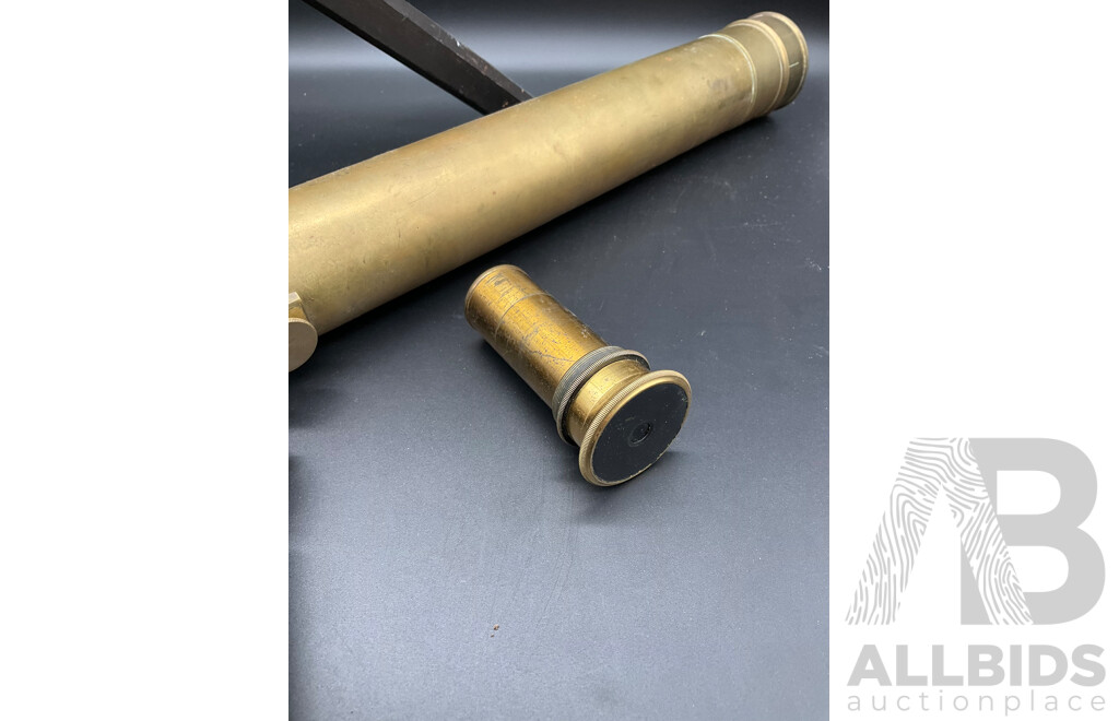 Antique Angus & Coote Brass Telescope and Original Timber Case