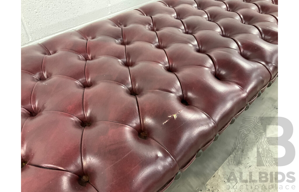 Lacquer Painted Arts and Crafts Buttoned Window Seat with Drawer Below