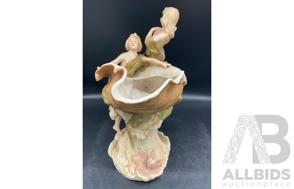 Royal Dux Water Nymph Porcelain Centerpiece Bohemian Art