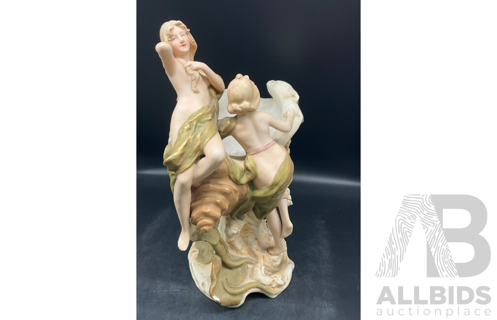 Royal Dux Water Nymph Porcelain Centerpiece Bohemian Art