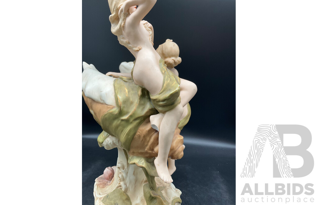 Royal Dux Water Nymph Porcelain Centerpiece Bohemian Art
