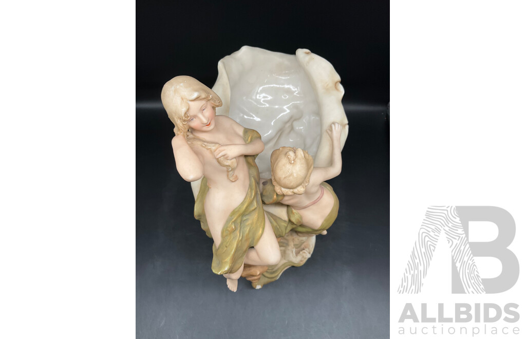 Royal Dux Water Nymph Porcelain Centerpiece Bohemian Art