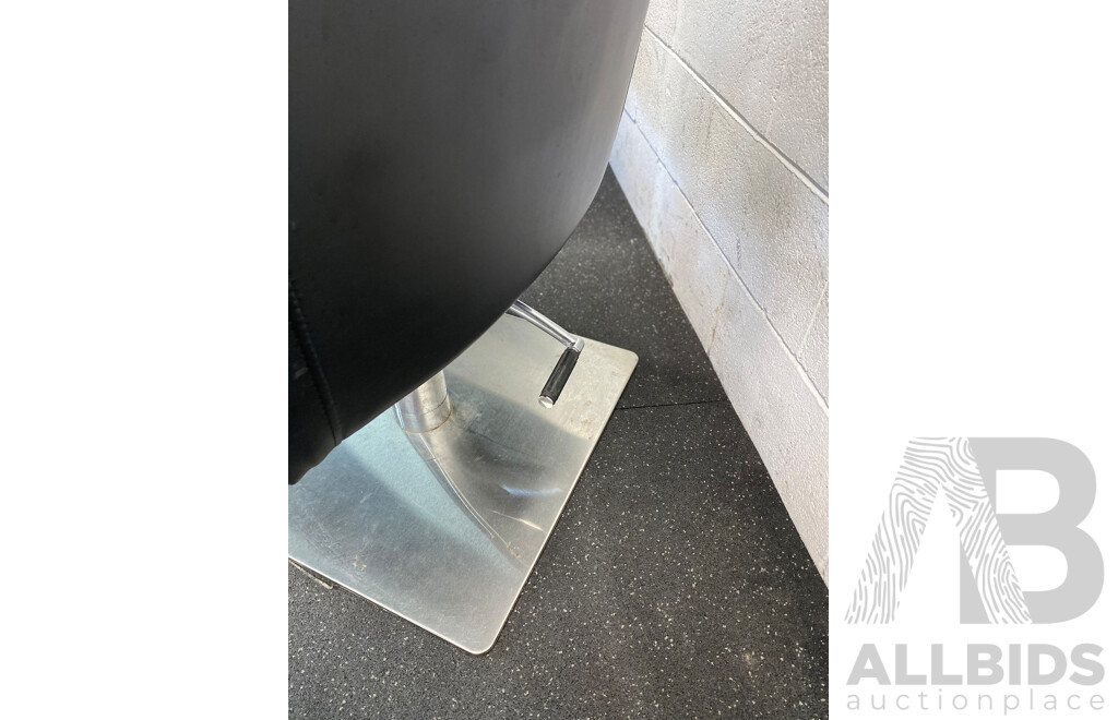 Pair of Studded Buttonback Gaslift Armchairs