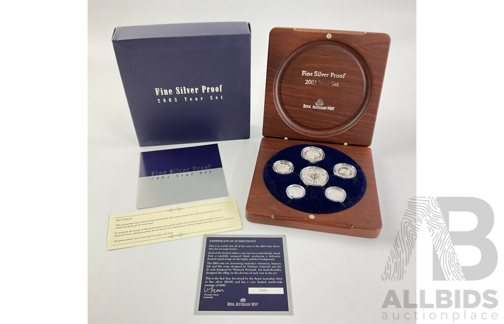 Australian RAM 2003 Fine Silver Six Proof Coin Set .999
