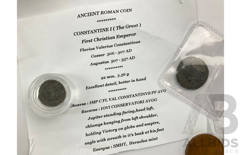 Collection of Collectable Coins Including Australian Silver Predecimal, 2016 Twenty and Five Cents 50 Years Decimal Currency, 2013 Twenty Cent Canberra Centenary, Ancient Roman Coin and More