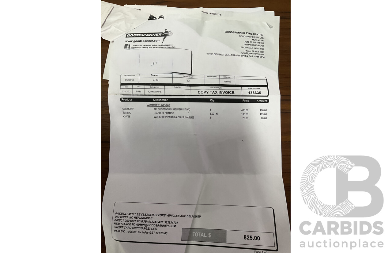 11/2015 Audi Q7 3.0 TDI Quattro 4M 4d Wagon Carrara White Turbo Diesel 3.0L - 7 Seater