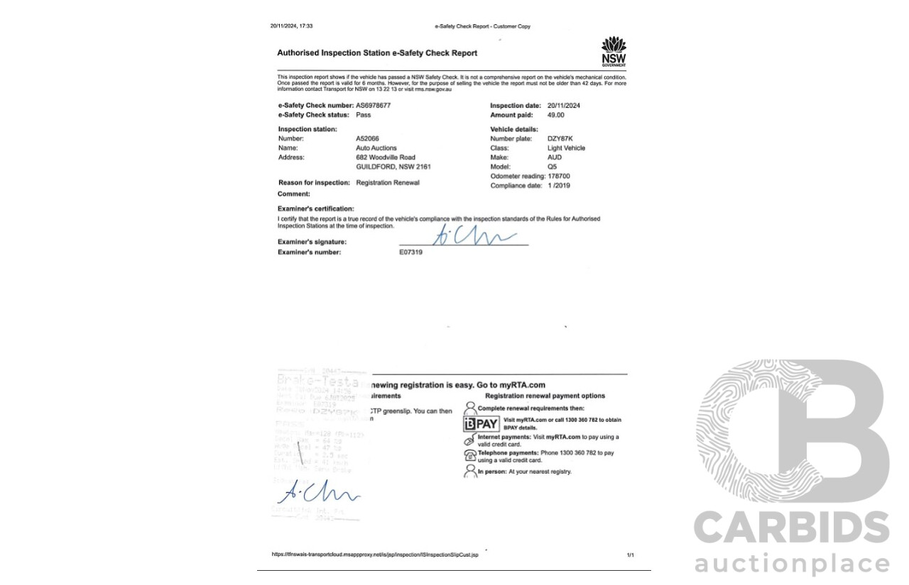 01/2019 Audi Q5 2.0 45 TFSI Quattro Sport (AWD) FY MY18 4d Wagon Monsoon Grey Metallic Turbo 2.0L