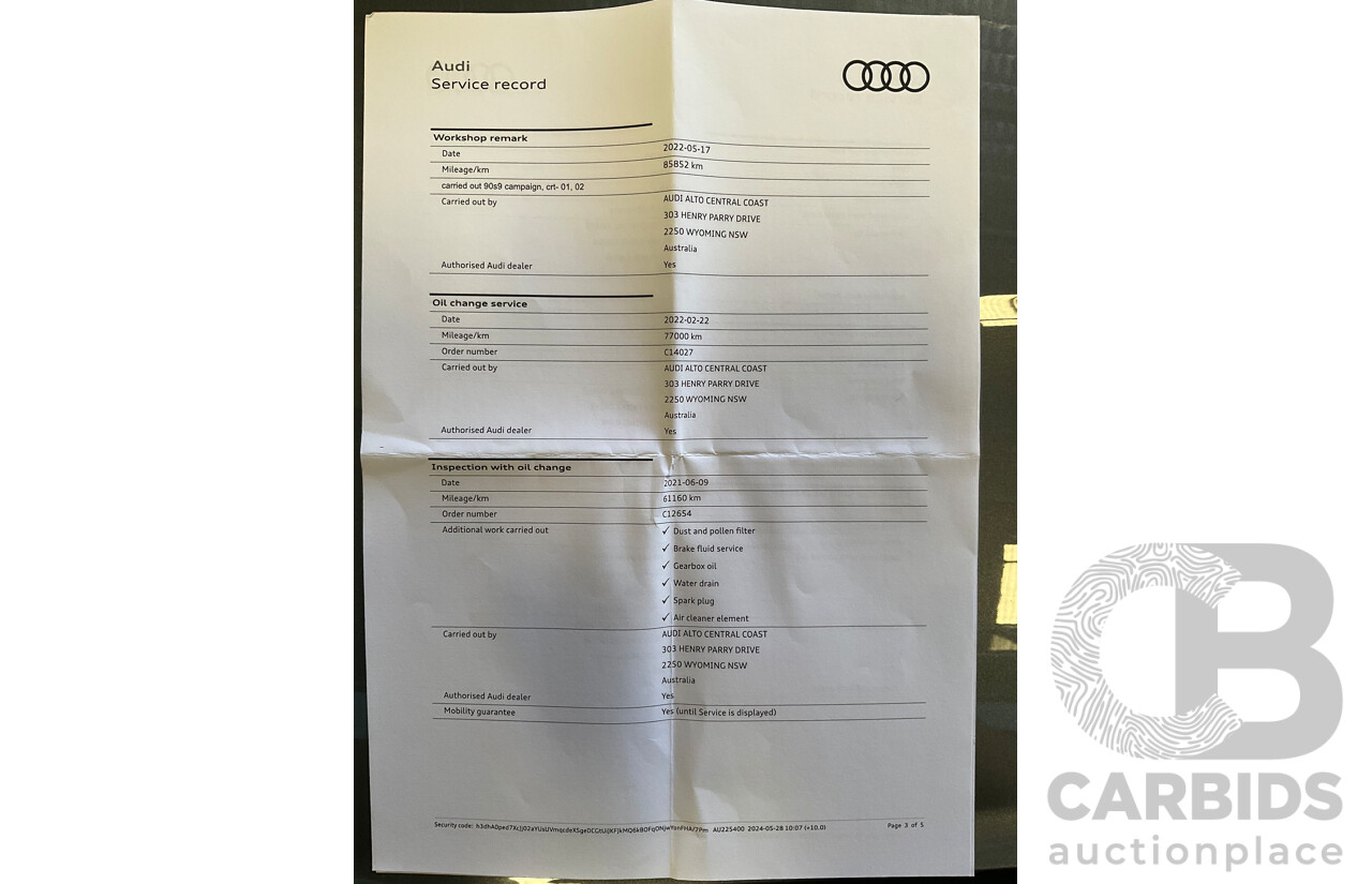01/2019 Audi Q5 2.0 45 TFSI Quattro Sport (AWD) FY MY18 4d Wagon Monsoon Grey Metallic Turbo 2.0L