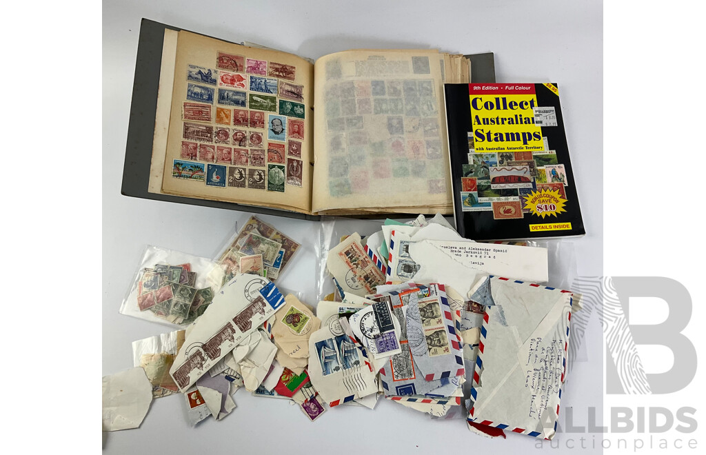 Collection of International Stamps Including Australian Predecimal, Royaume Du Laos, Phillipines, Canada and More