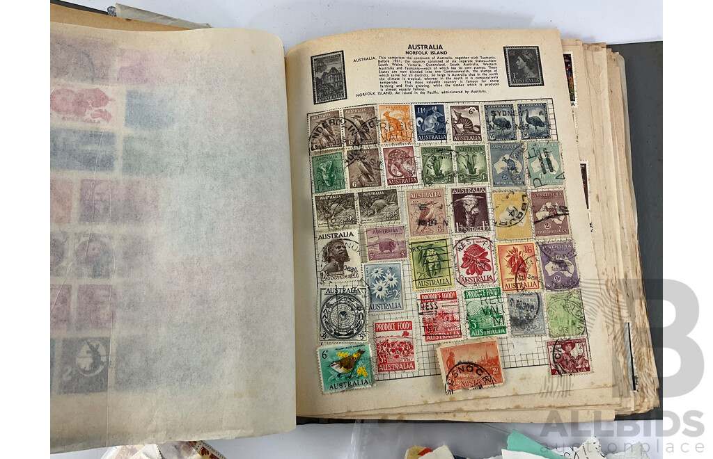 Collection of International Stamps Including Australian Predecimal, Royaume Du Laos, Phillipines, Canada and More