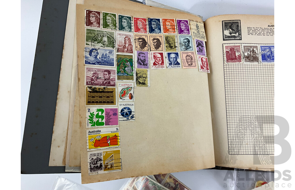 Collection of International Stamps Including Australian Predecimal, Royaume Du Laos, Phillipines, Canada and More