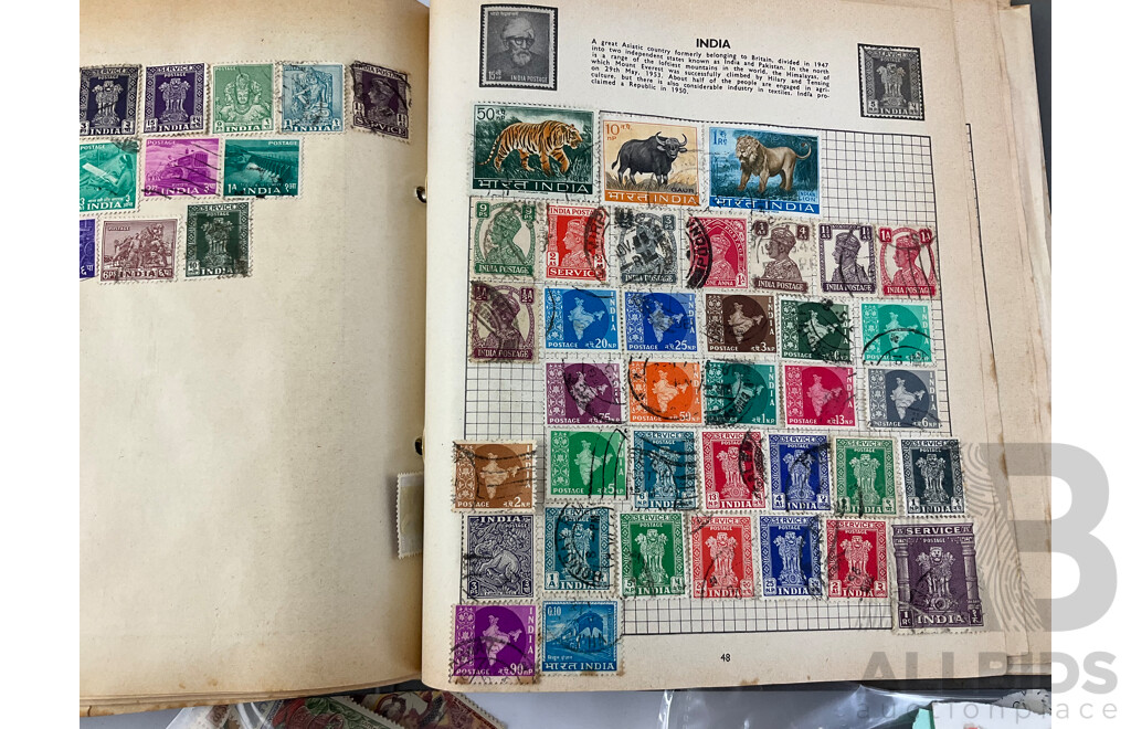 Collection of International Stamps Including Australian Predecimal, Royaume Du Laos, Phillipines, Canada and More