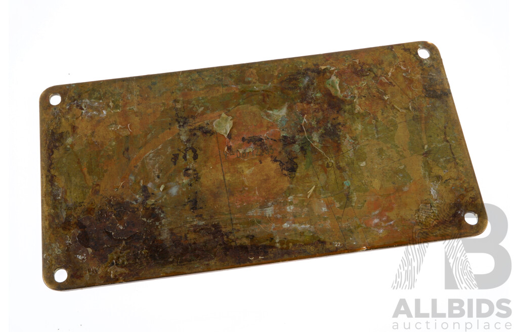 Vintage Maritime Ordnance Factory Bendigo ,Weight Manufacturing Plate From Alfa Turret HMAS PARRAMATTA DE46
