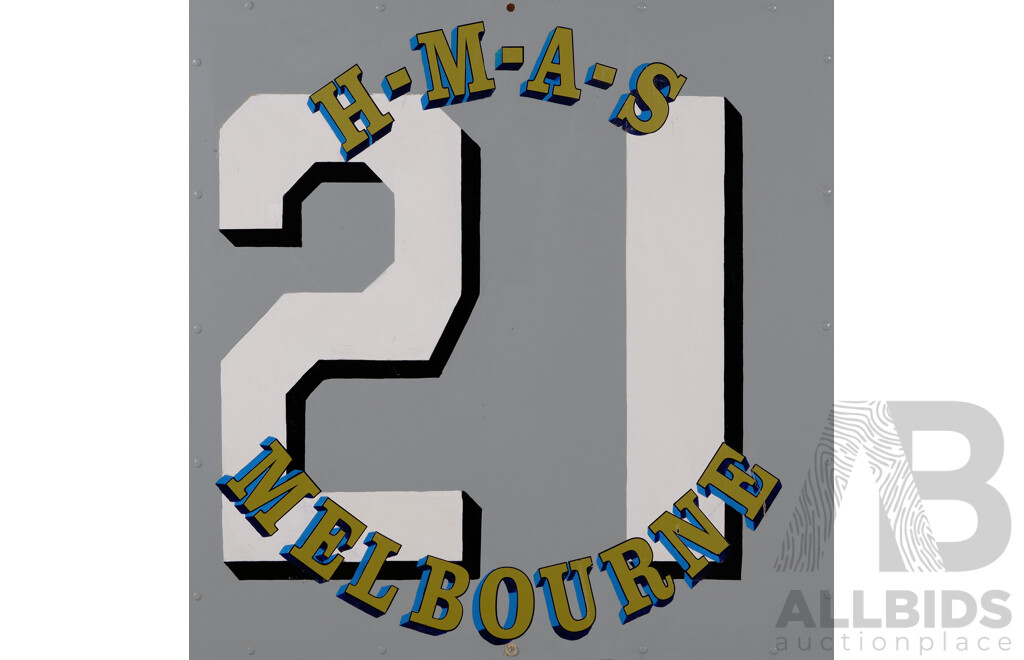 Scratch Made Ships Pennant Number Board, 21, Painted in Original Authentic Ship Side Grey, HMAS Melbourne  Aircraft Carrier