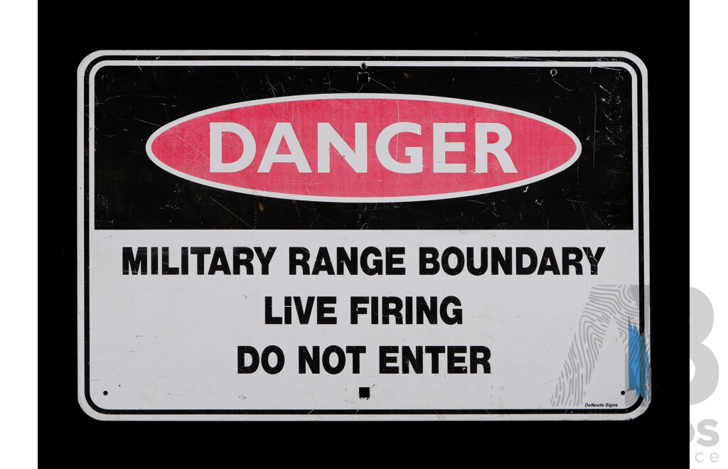 Metal Military Danger Military Range Boundry  Live Firing Sign