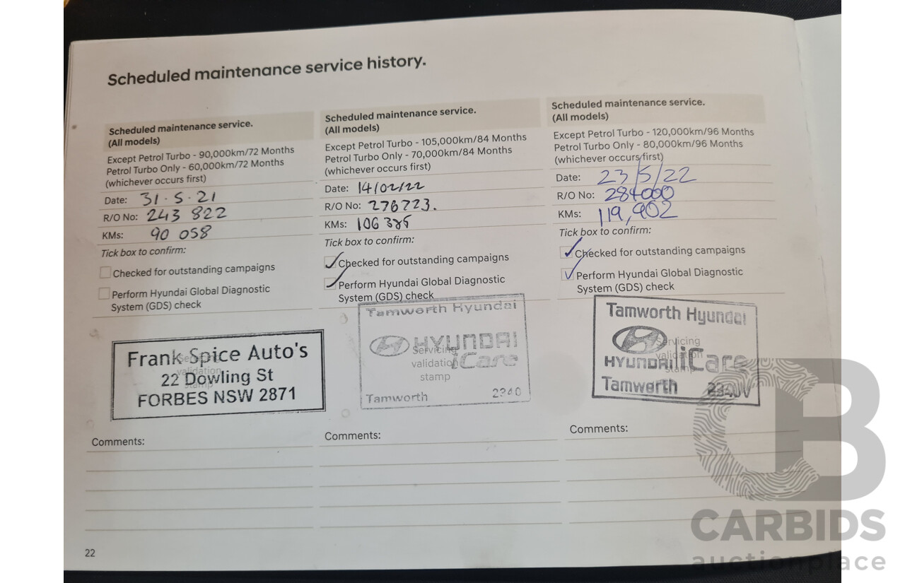 05/2018 Hyundai Santa Fe Active CRDi (4x4) AWD DM5 MY18 4D Wagon White Cream Mica Turbo Diesel 2.2L - 7 Seater