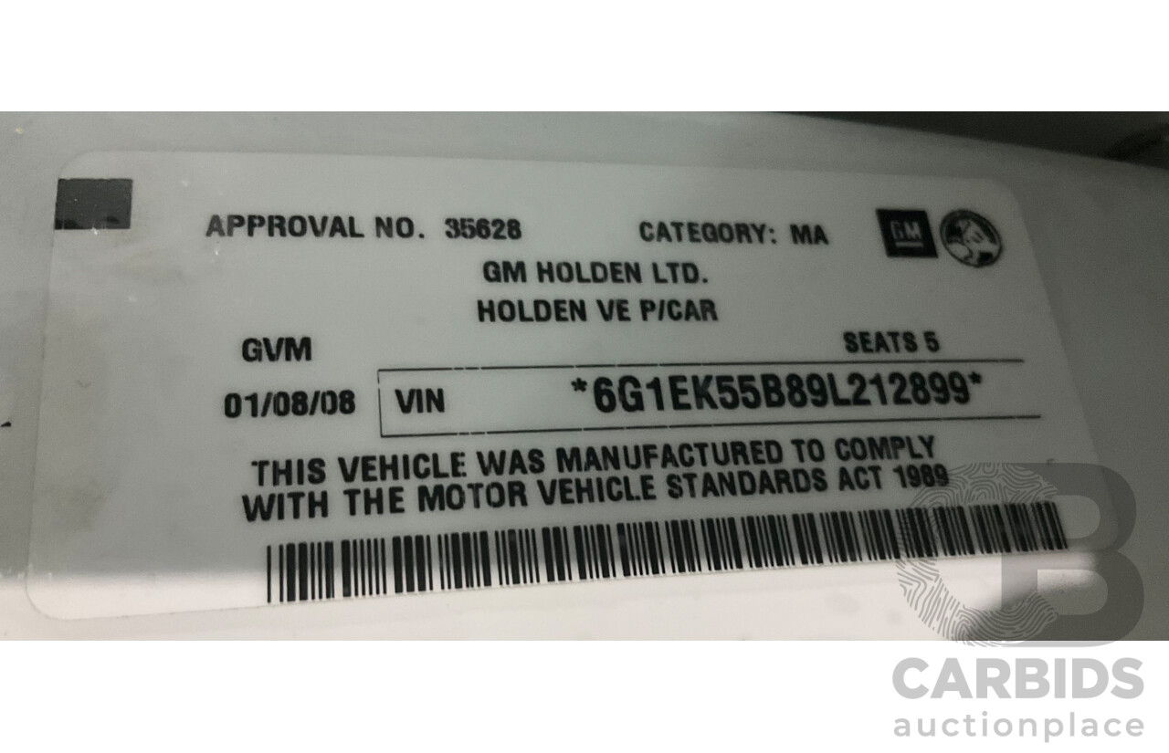 8/2008 Holden Commodore (Dual Fuel) 60th Anniversary VE MY09.5 4d Sedan Heron White V6 3.6L