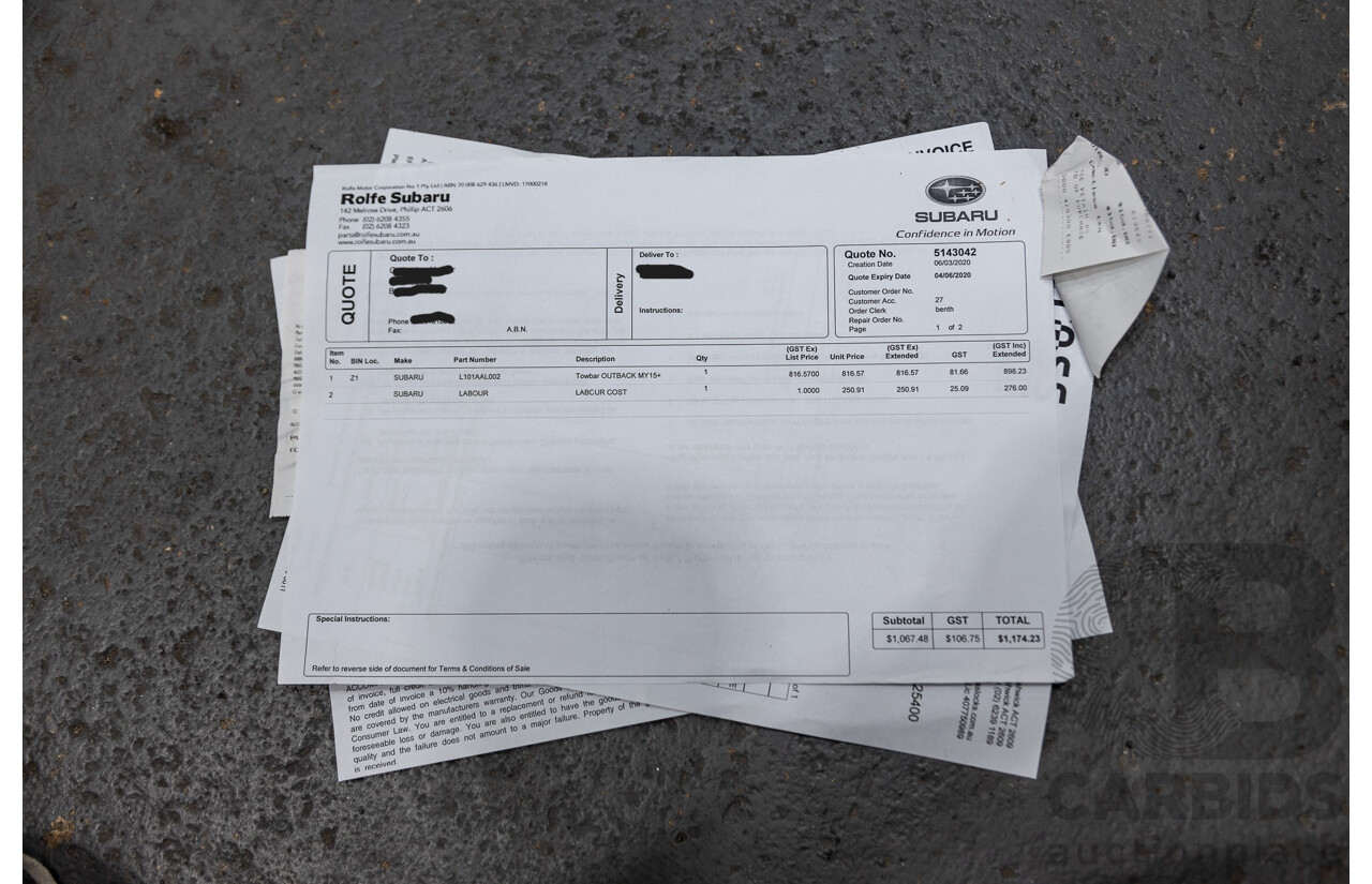 06/2016 Subaru Outback 2.5i Premium (AWD) MY16 4d Wagon Ice Silver Metallic 2.5L