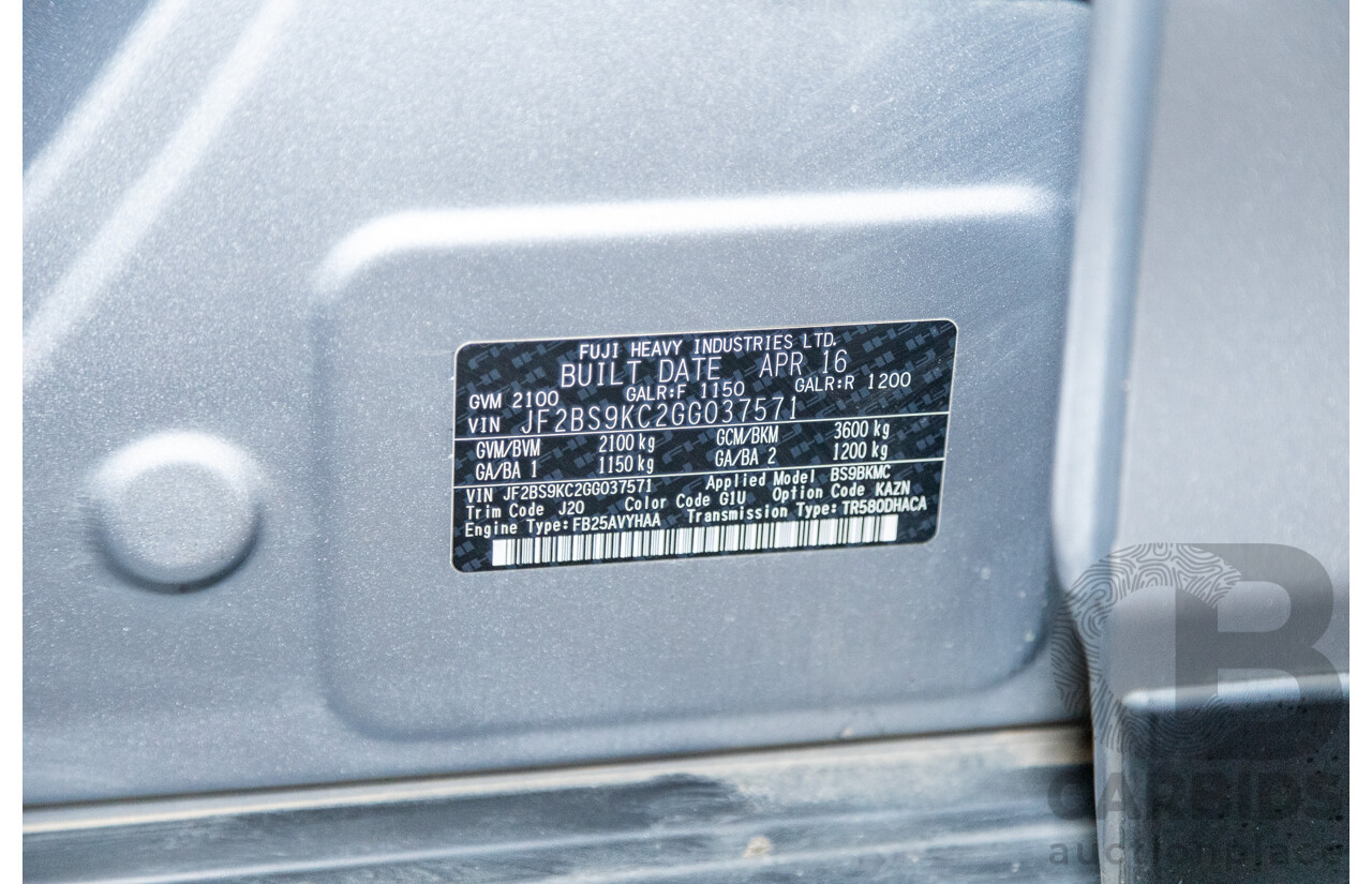 06/2016 Subaru Outback 2.5i Premium (AWD) MY16 4d Wagon Ice Silver Metallic 2.5L