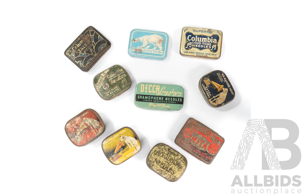 Collection Ten Antique Gramophone Needles Including HMV, Columbia and More