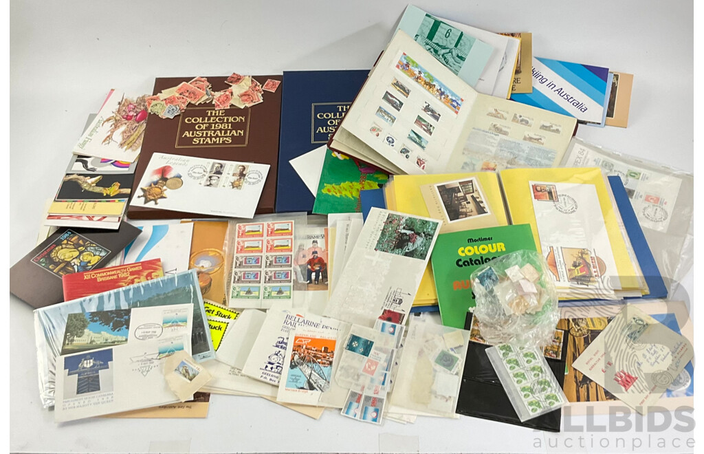 Collection of Australian Stamp Packs and First Day Covers, Mint and Cancelled Stamps Examples Spanning KGV Predecimal to 2000's, Australia Legends PNC, 1981, 1982 Annual Stamp Albums, Some International Examples