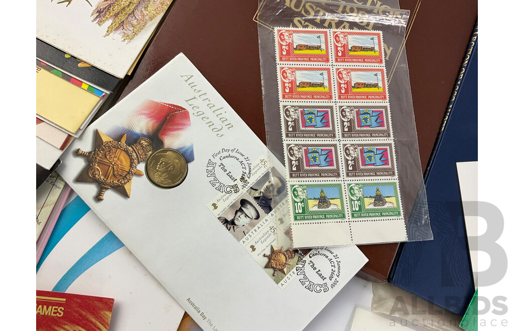 Collection of Australian Stamp Packs and First Day Covers, Mint and Cancelled Stamps Examples Spanning KGV Predecimal to 2000's, Australia Legends PNC, 1981, 1982 Annual Stamp Albums, Some International Examples