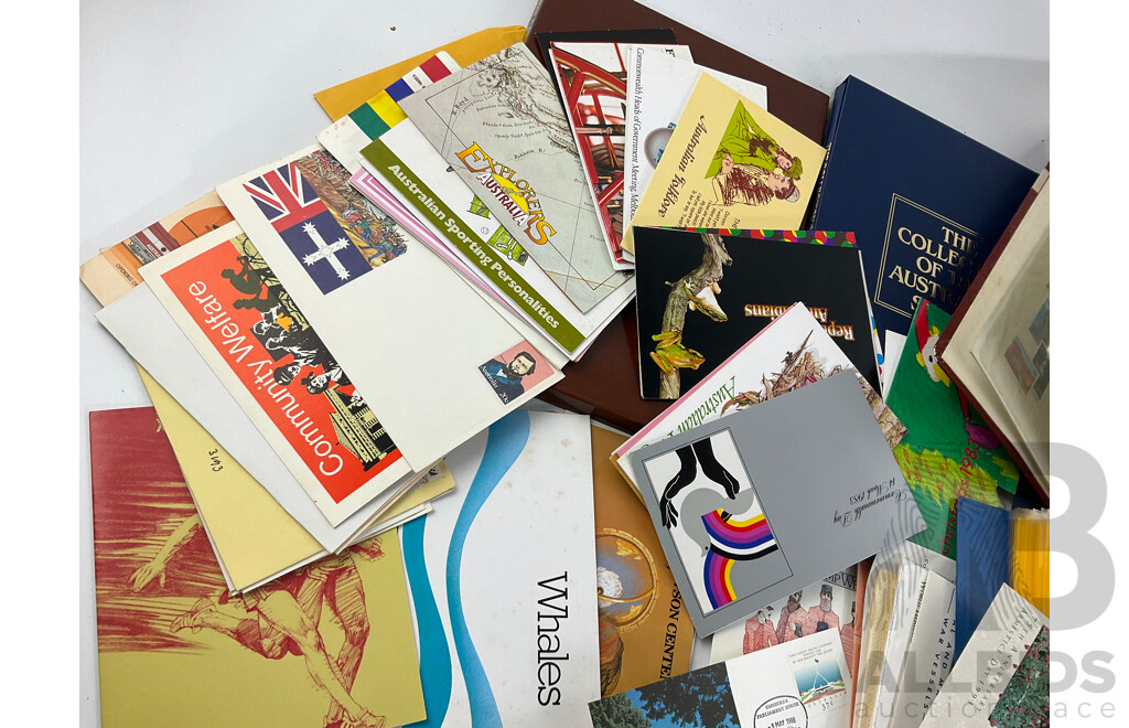Collection of Australian Stamp Packs and First Day Covers, Mint and Cancelled Stamps Examples Spanning KGV Predecimal to 2000's, Australia Legends PNC, 1981, 1982 Annual Stamp Albums, Some International Examples