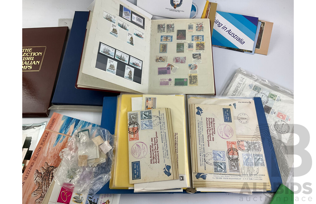 Collection of Australian Stamp Packs and First Day Covers, Mint and Cancelled Stamps Examples Spanning KGV Predecimal to 2000's, Australia Legends PNC, 1981, 1982 Annual Stamp Albums, Some International Examples