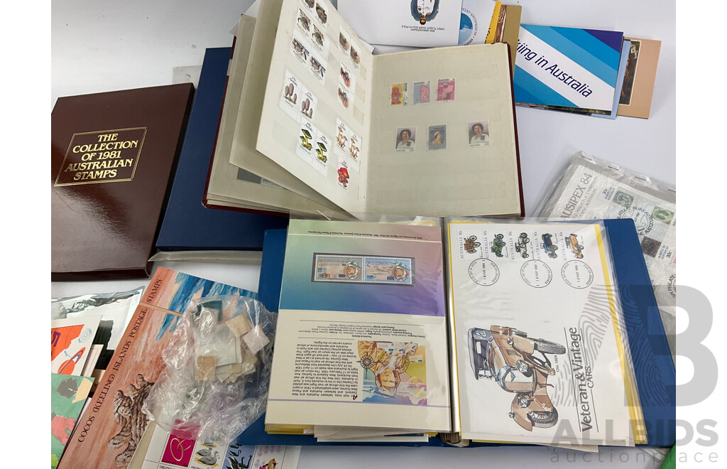 Collection of Australian Stamp Packs and First Day Covers, Mint and Cancelled Stamps Examples Spanning KGV Predecimal to 2000's, Australia Legends PNC, 1981, 1982 Annual Stamp Albums, Some International Examples