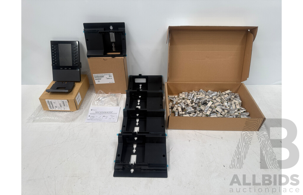 Polycom VVX EM350 + Polycom Wallmount and Face Plate - VVX 150 - 250 - 350 - 450 + Box Containing Cisco SFP Transceiver